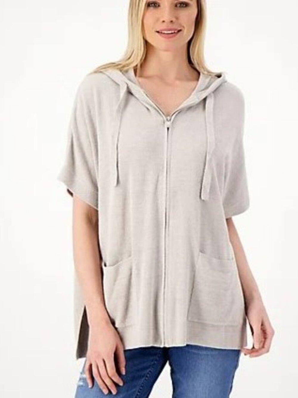 Barefoot Dreams Cozychic Ultra Lite Short Sleeve Full Zip Hoodie - S/M